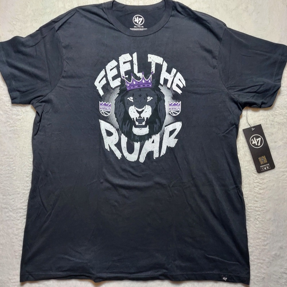 '47 Brand Sacramento Kings T-Shirt Mens XXL Black NWT Feel The Roar NBA Graphic
